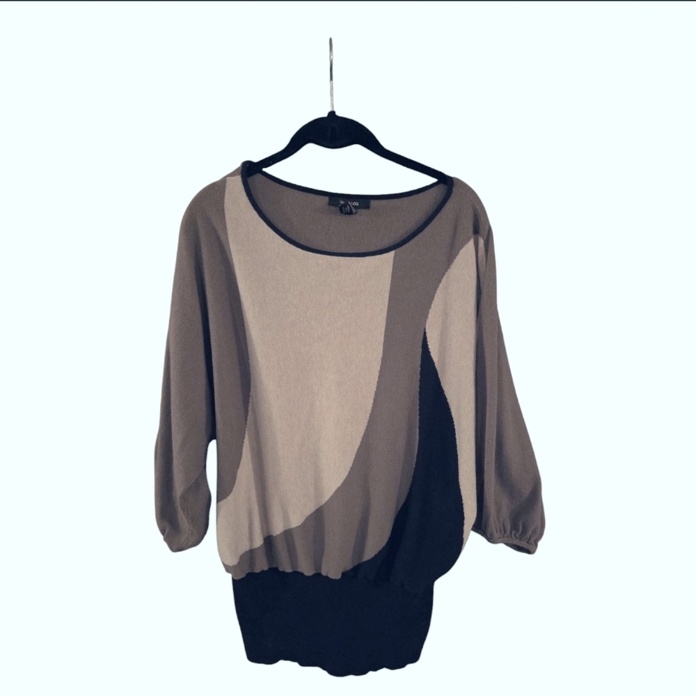Style & Co Womens Colorblock 3/4 Sleeve Sweater